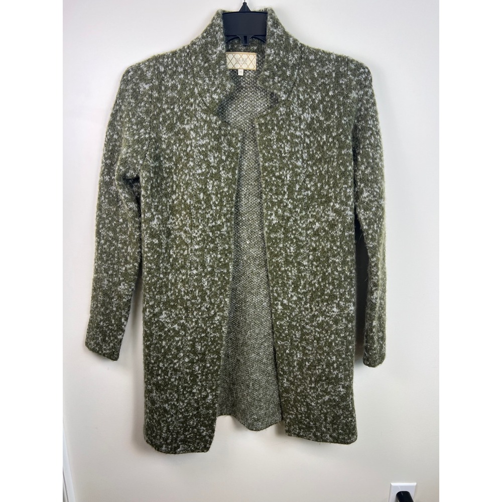 Mia Mai Made in Italy Long Sleeve Knit Cardigan Sweater Green Mohair Blend Sz XS